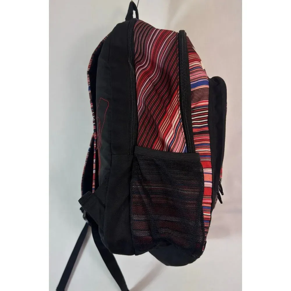 Y2K Roxy Womens Red Black Striped Backpack Multicolor School Travel Laptop Bag